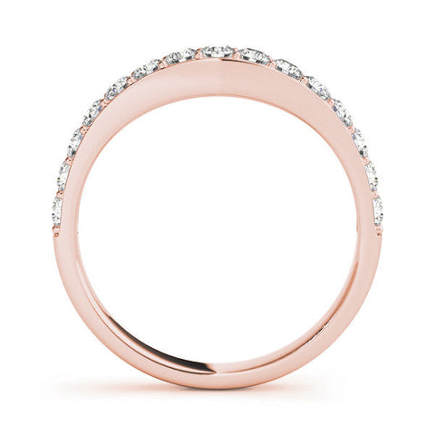 Rose gold Round Diamond Pavé Set Curved Eternity Band