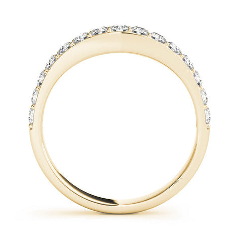 Yellow gold Round Diamond Pavé Set Curved Eternity Band