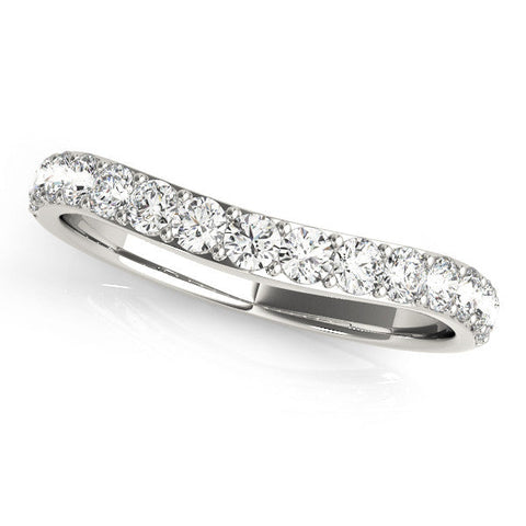 White gold Round Diamond Pavé Set Curved Eternity Band