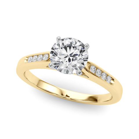 Yellow gold Heart Cut Channel Set Solitaire Engagement Ring with Four-Prong Setting