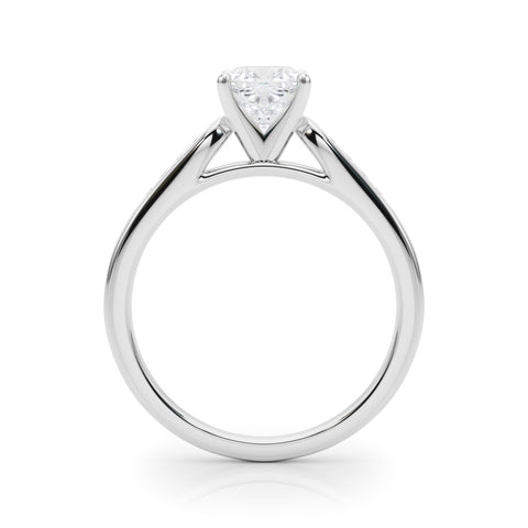 Silver Cushion Cut Channel Set Solitaire Engagement Ring with Four-Prong Setting