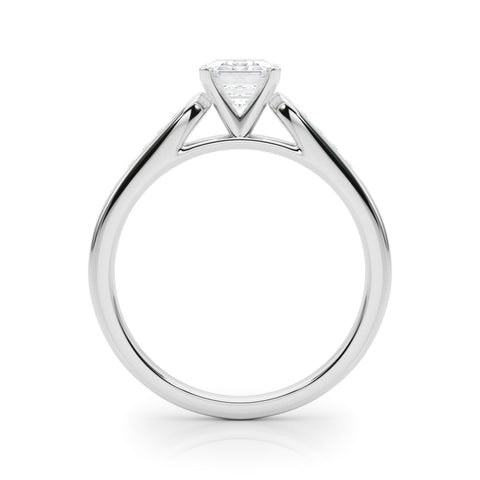 Silver Radiant Cut Channel Set Solitaire Engagement Ring with Four-Prong Setting