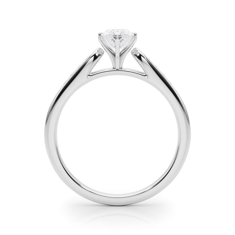 Silver Marquise Cut Channel Set Solitaire Engagement Ring with Four-Prong Setting