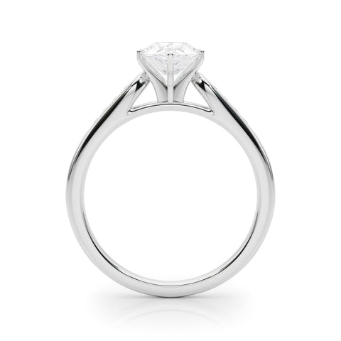 Silver Pear Cut Channel Set Solitaire Engagement Ring with Four-Prong Setting