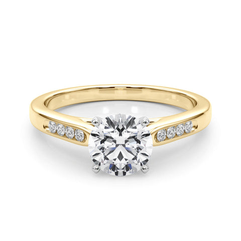 Yellow gold Heart Cut Channel Set Solitaire Engagement Ring with Four-Prong Setting