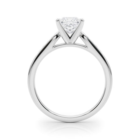 Silver Princess Cut Channel Set Solitaire Engagement Ring with Four-Prong Setting