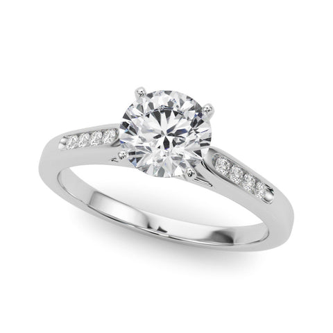 Silver Heart Cut Channel Set Solitaire Engagement Ring with Four-Prong Setting