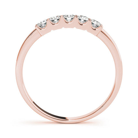 Rose gold Round Diamond Five-Stone Prong Set White Gold Band