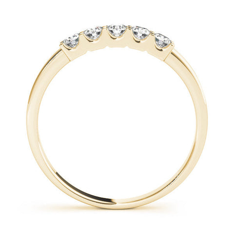 Yellow gold Round Diamond Five-Stone Prong Set White Gold Band