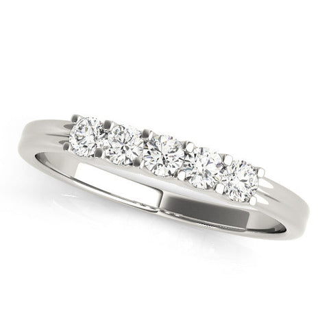 White gold Round Diamond Five-Stone Prong Set White Gold Band