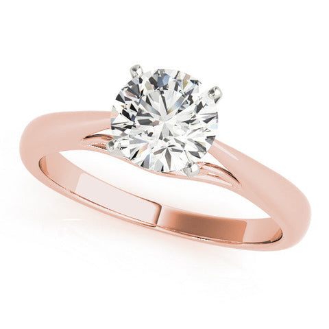 Rose gold Heart Solitaire Diamond Engagement Ring with Cathedral Setting and Four-Prong Mount on a Classic Band