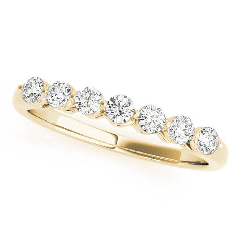 Yellow gold Round Cut Diamond Prong Set Half Eternity Band