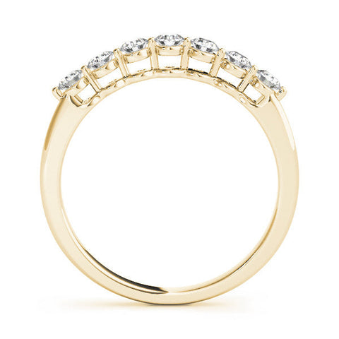 Yellow gold Round Cut Diamond Prong Set Half Eternity Band