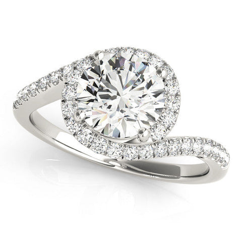 Platinum Round Halo Twist Band Solitaire Prong Setting Ring
