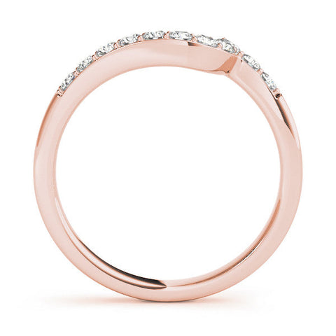 Rose gold Round Diamond Pavé Chevron Wedding Band