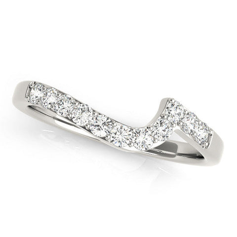 White gold Round Diamond Pavé Chevron Wedding Band