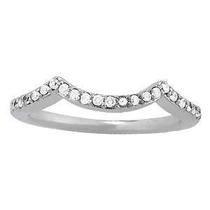 White gold Curved Pave Round Diamond Contour Band with Shared Prong Setting
