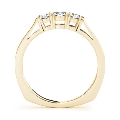 Yellow gold Three-Stone Round Cut Diamond Channel Set Band with Prong Setting