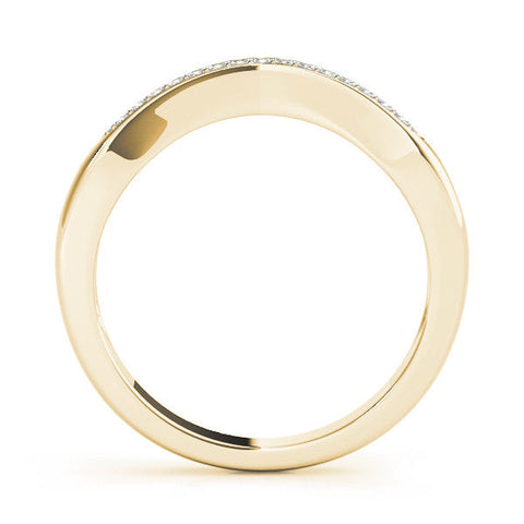 Yellow gold Pavé Round Diamond Contour Band