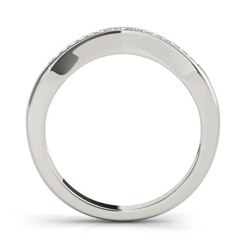 White gold Pavé Round Diamond Contour Band
