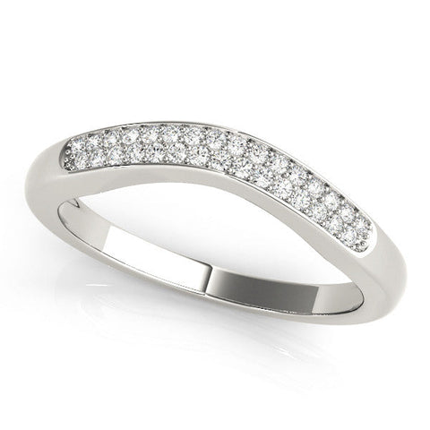 White gold Pavé Round Diamond Contour Band