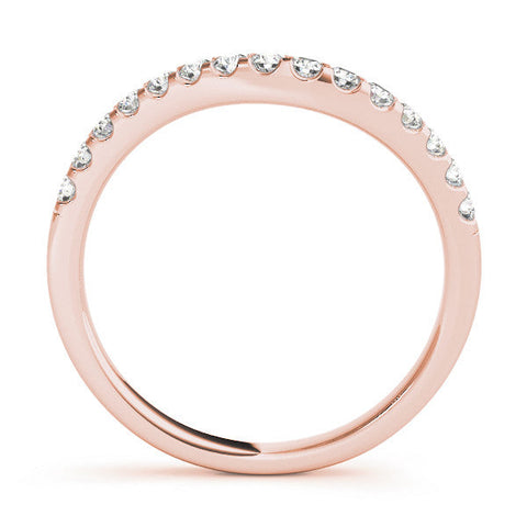 Rose gold Pavé Round Diamond Curved Wedding Band with Prong Setting