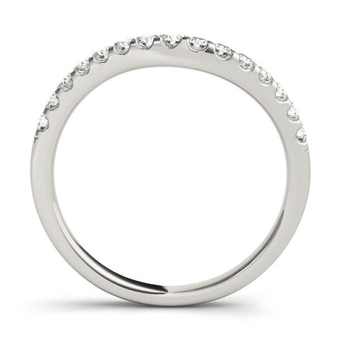 White gold Pavé Round Diamond Curved Wedding Band with Prong Setting
