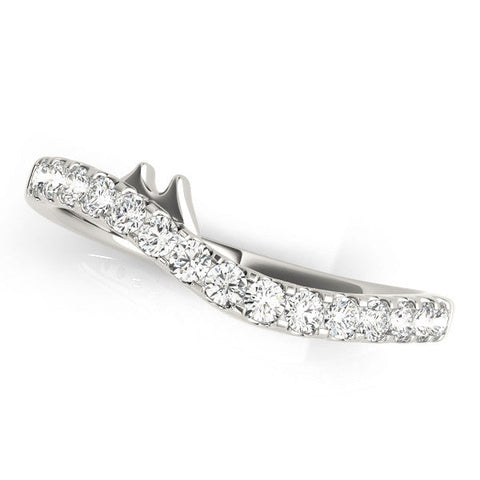 White gold Pavé Round Diamond Curved Wedding Band with Prong Setting