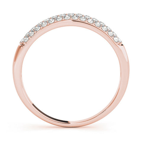 Rose gold Three-Row Pave Round Diamond Eternity Band with Shared Prong Setting