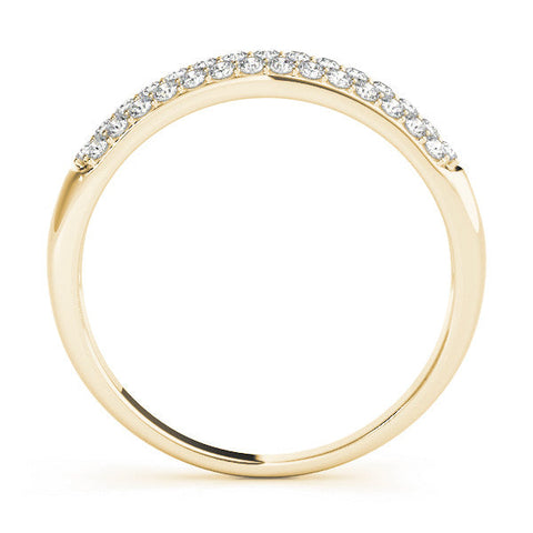 Yellow gold Three-Row Pave Round Diamond Eternity Band with Shared Prong Setting
