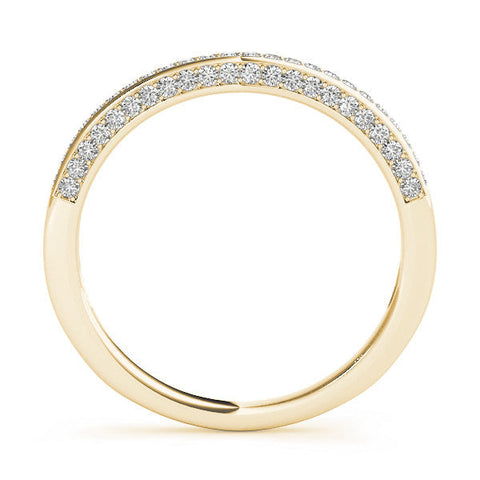 Yellow gold Pavé Round Diamond Curved Band