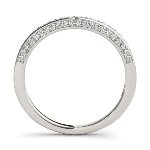 White gold Pavé Round Diamond Curved Band