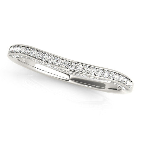 White gold Pavé Round Diamond Curved Band