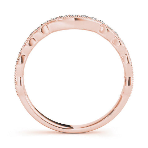 Rose gold Scalloped Diamond Round Cut Eternity Band with Pavé Setting