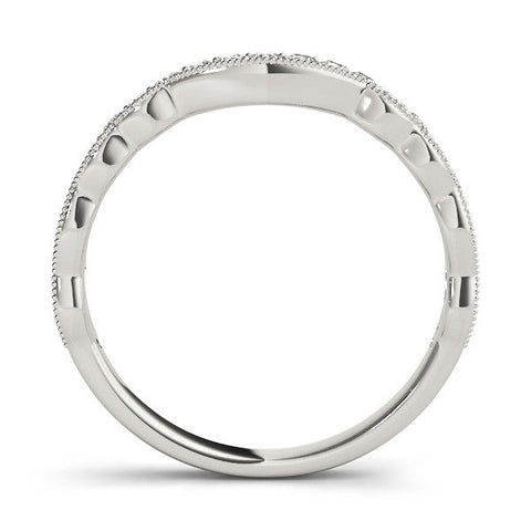 White gold Scalloped Diamond Round Cut Eternity Band with Pavé Setting
