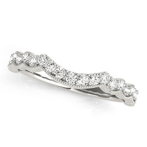 White gold Scalloped Diamond Round Cut Eternity Band with Pavé Setting