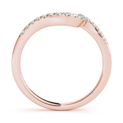 Rose gold Round Diamond V-Shaped Pavé Curved Band