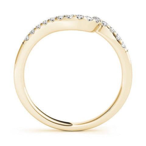 Yellow gold Round Diamond V-Shaped Pavé Curved Band