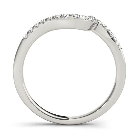 White gold Round Diamond V-Shaped Pavé Curved Band