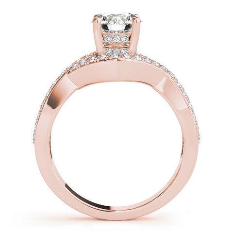 Rose gold Round Solitaire Twist Band Pavé Diamond Engagement Ring