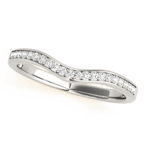 Yellow gold Diamond Pavé Round Stone Contour Band