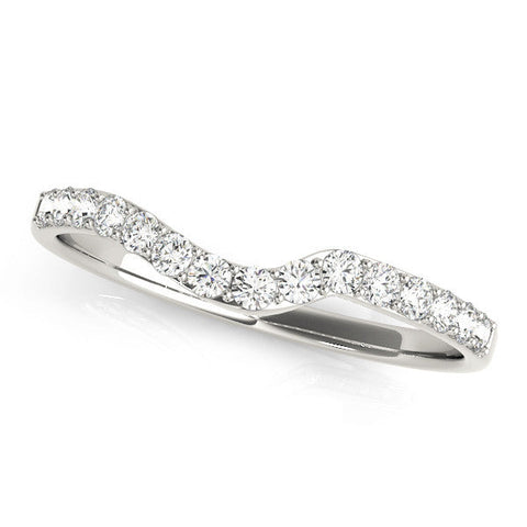 Silver Pavé Round Diamond Curved Band with Prong Setting