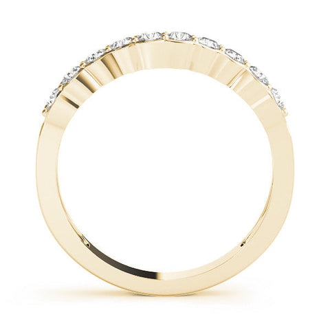 Yellow gold Round Diamond Half-Eternity Band with U-Prong Setting