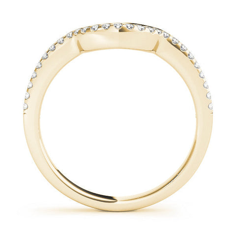 Yellow gold Pavé Round Diamond Contour Band with Shared Prong Setting