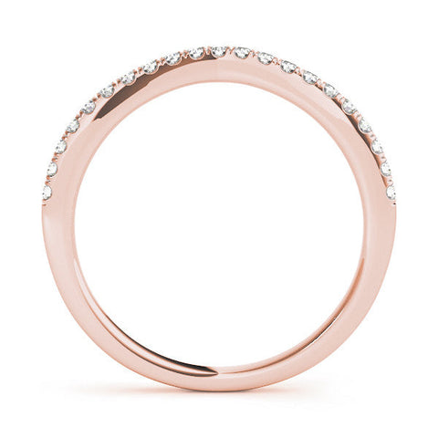 Rose gold Round Diamond Pavé Set Curved Band with Shared Prong Setting