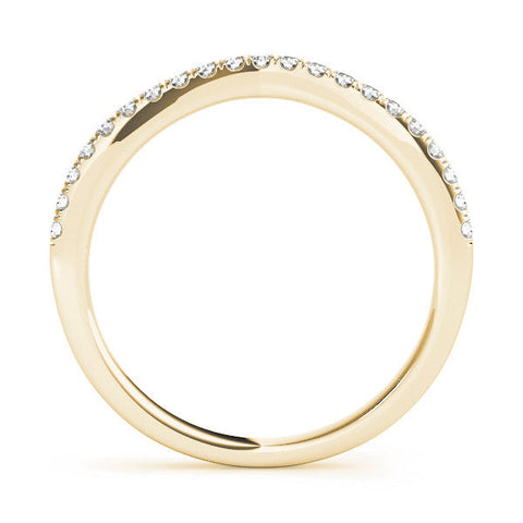 Yellow gold Round Diamond Pavé Set Curved Band with Shared Prong Setting