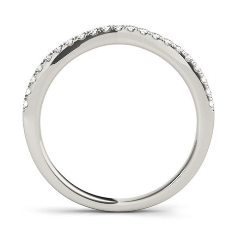 White gold Round Diamond Pavé Set Curved Band with Shared Prong Setting