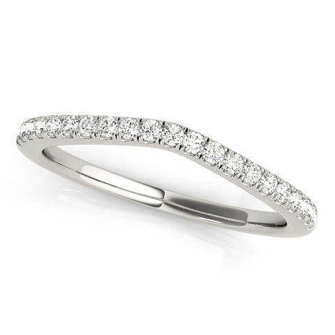 White gold Round Diamond Pavé Set Curved Band with Shared Prong Setting