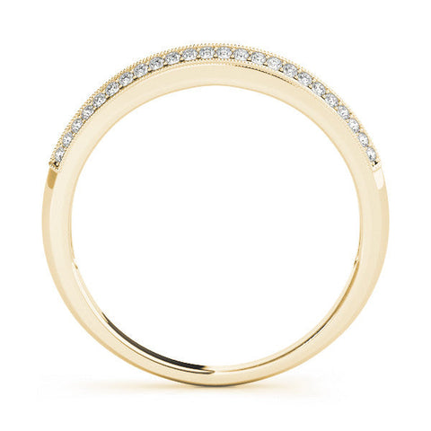 Yellow gold Pavé Round Diamond Milgrain Eternity Band