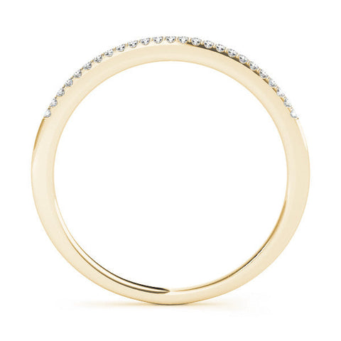 Yellow gold Round Diamond Pavé Set Slim Band with Shared Prong Setting